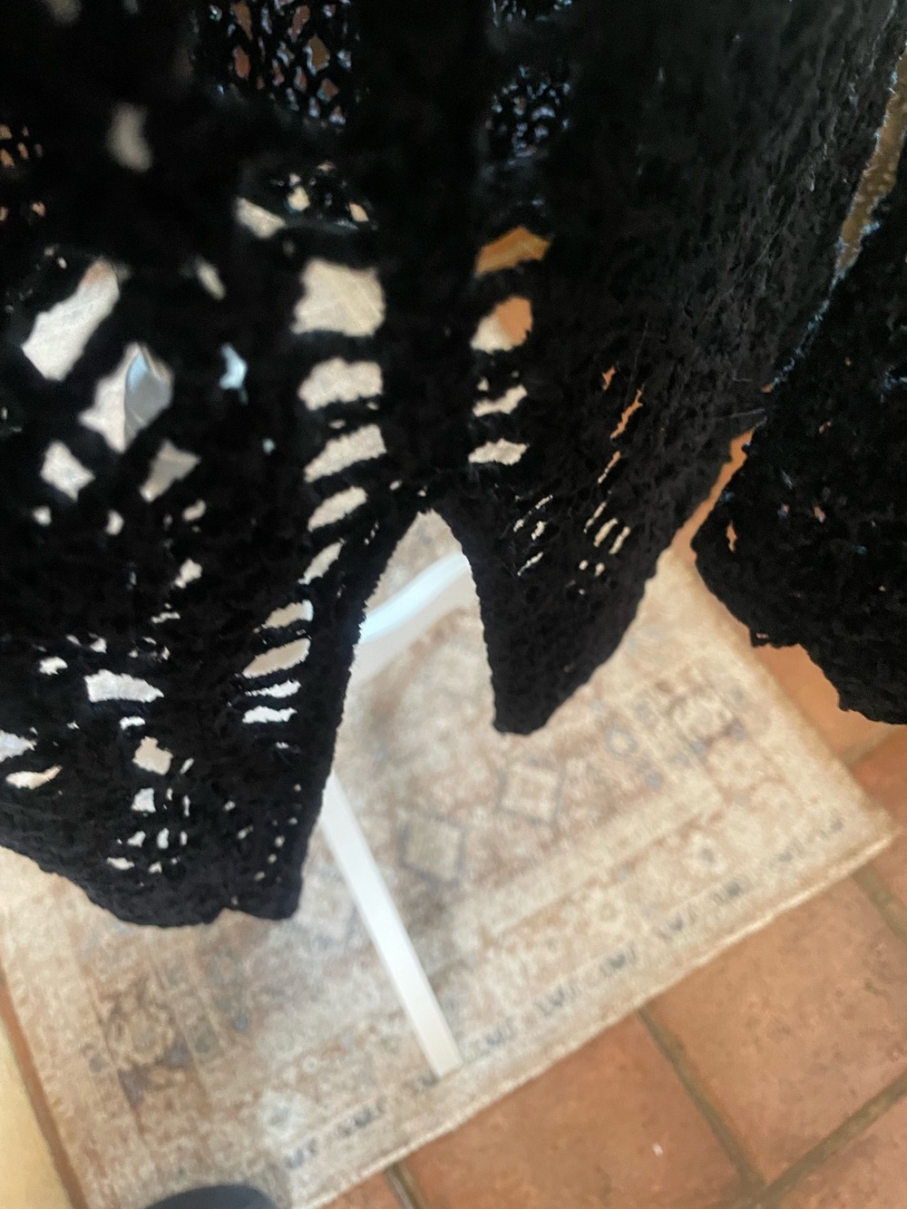 Vintage 90’s Boho Grunge Gothic Black Crochet Open-Knit Sweater Top dress Med - Picture 9 of 10